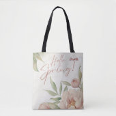 Pastel Floral Tote Bag - Individuelle Name Spring Tasche (Vorderseite)