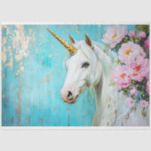 Pastel Floral Unicorn Decoupage Seidenpapier (Vorderseite)