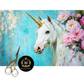 Pastel Floral Unicorn Decoupage Seidenpapier