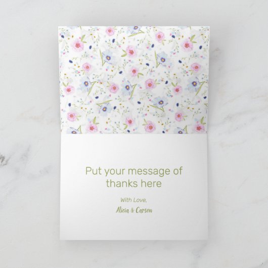 Pastel Floral Vielen Dank Karte (Innenseite)