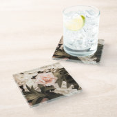 Pastel Floral Vintag: Zeitlose Eleganz Glasuntersetzer (Schrägansicht)