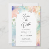 Pastel Floral Wasserfarbe Elegante Moderne Hochzei Save The Date (Vorderseite)