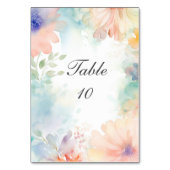 Pastel Floral Wasserfarbe Elegante Moderne Hochzei Tischnummer (Vorderseite)