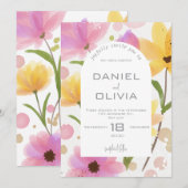 Pastel Floral Watercolor Hochzeit Einladung (Vorne/Hinten)