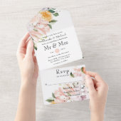 Pastel Floral Wedding All In One Einladung (Abreißen)