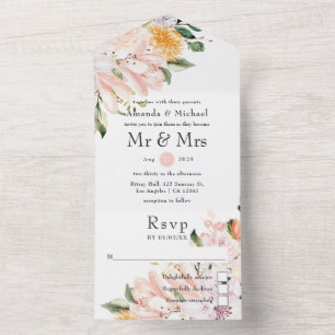 Pastel Floral Wedding All In One Einladung