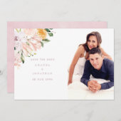 Pastel Floral Wedding Foto Save The Date (Vorne/Hinten)