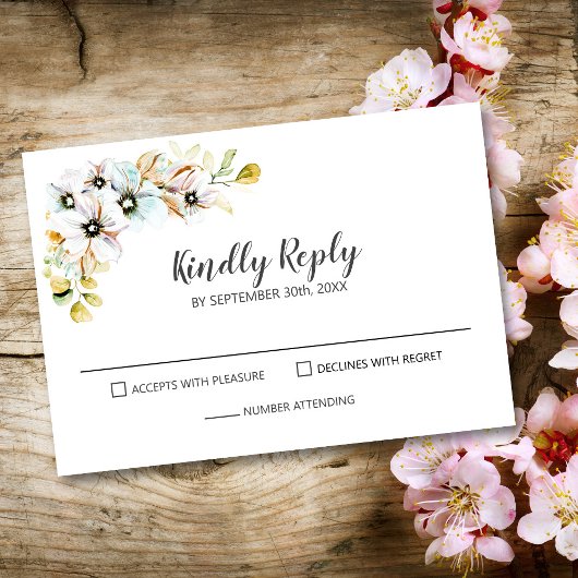 Pastel Floral Wedding RSVP Karte