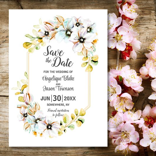 Pastel Floral Wedding Save The Date