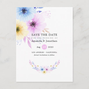 Pastel Floral Wedding Save the Date Ankündigungspostkarte