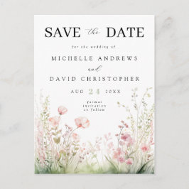 Pastel floral Wedding Save the Date Postcard Einladungspostkarte