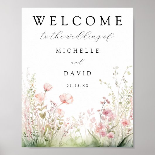 Pastel Floral Wedding Welcome Poster (Vorne)