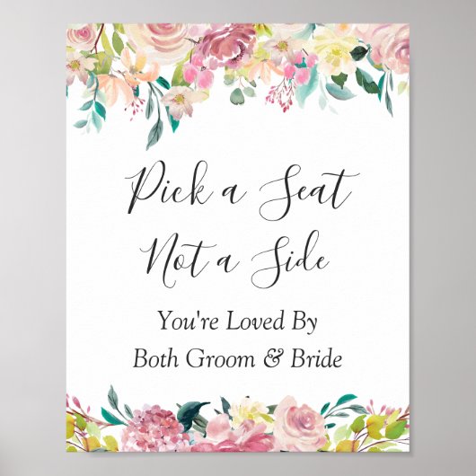 Pastel Floral Wedding Zeremonie Wählen Sie ein Seg Poster (Vorne)