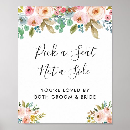 Pastel Floral Wedding Zeremonie Wählen Sie ein Seg Poster (Vorne)