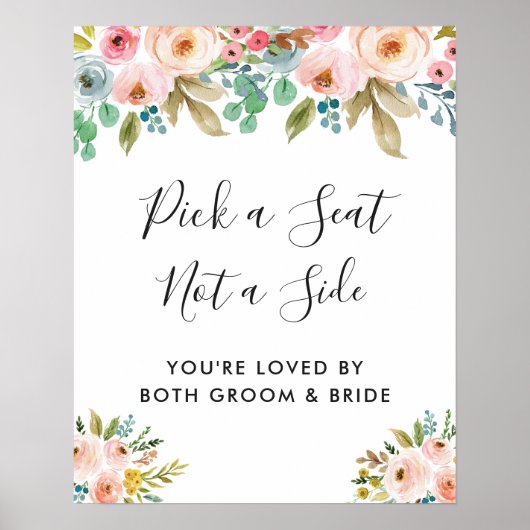 Pastel Floral Wedding Zeremonie Wählen Sie ein Seg Poster (Vorne)