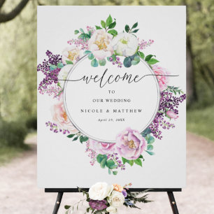 Pastel Floral Wreath Elegante Begrüßungszeichen Poster
