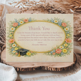 Pastel Floral Wreath Graduation Celebration Dankeskarte