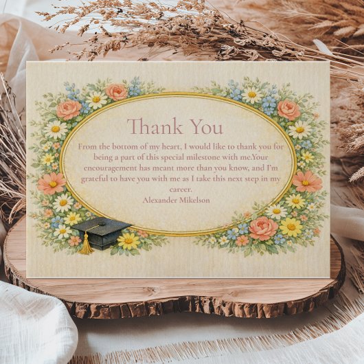 Pastel Floral Wreath Graduation Celebration Dankeskarte