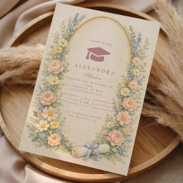 Pastel Floral Wreath Graduation Celebration Einladung