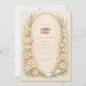 Pastel Floral Wreath Graduation Celebration Einladung (Vorderseite)
