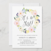 Pastel Floral Wreath Kinderdusche Einladung (Vorderseite)