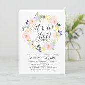 Pastel Floral Wreath Kinderdusche Einladung (Stehend Vorderseite)
