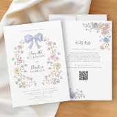 Pastel Floral Wreath QR Code Wedding Website Einladung