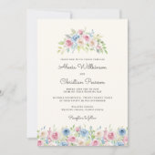 Pastel Floral Wreath Wedding Invitation Einladung (Vorderseite)