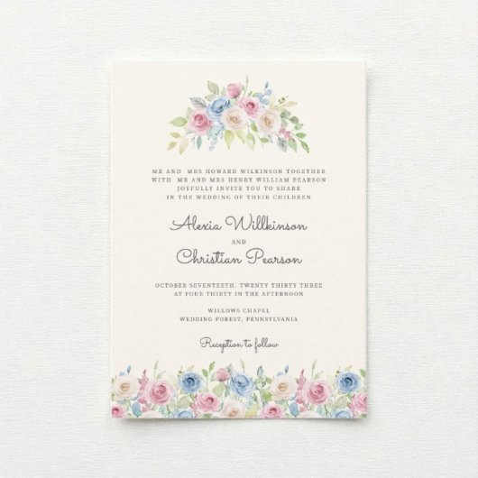 Pastel Floral Wreath Wedding Invitation Einladung