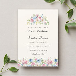 Pastel Floral Wreath Wedding Invitation Einladung
