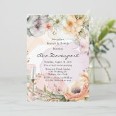 Pastel Florals Alkohol Tinte Brunch und Bubbly Einladung (Stehend Vorderseite)