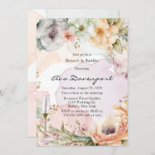 Pastel Florals Alkohol Tinte Brunch und Bubbly Einladung (Vorne/Hinten)