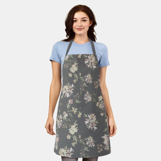 Pastel Florals All-Over Print Apron Schürze (Getragen)
