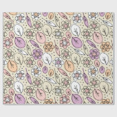 Pastel Florals & Blätter Geschenkpapier (Flach)