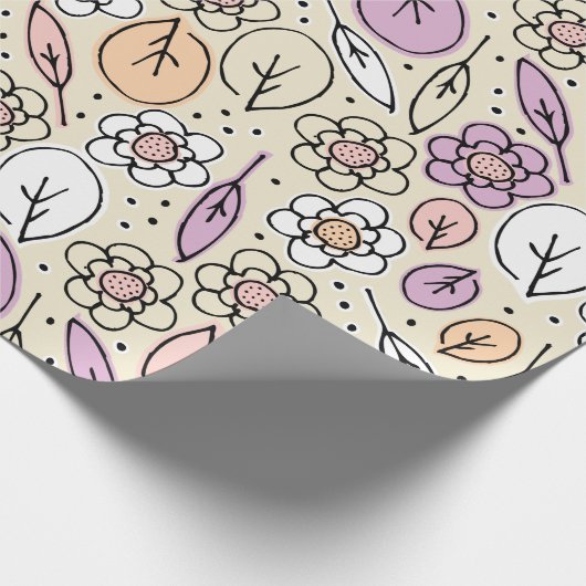 Pastel Florals & Blätter Geschenkpapier (Ecke)