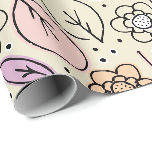 Pastel Florals & Blätter Geschenkpapier (Rolleneckpunkt)