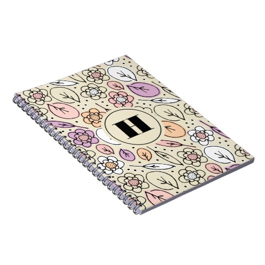 Pastel Florals & Blätter Monogram Notizblock (Rechte Seite)