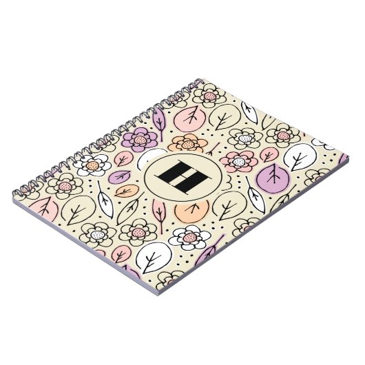 Pastel Florals & Blätter Monogram Notizblock (Linke Seite)