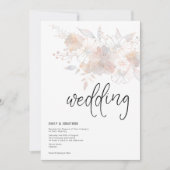 Pastel Florals Blush Peach Gray Wedding Einladung (Vorderseite)