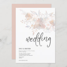 Pastel Florals Blush Peach Gray Wedding