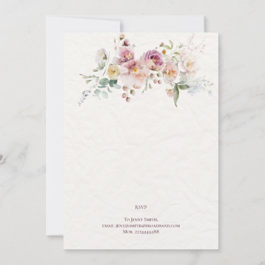 Pastel Florals Bridal Dusche Einladung (Rückseite)