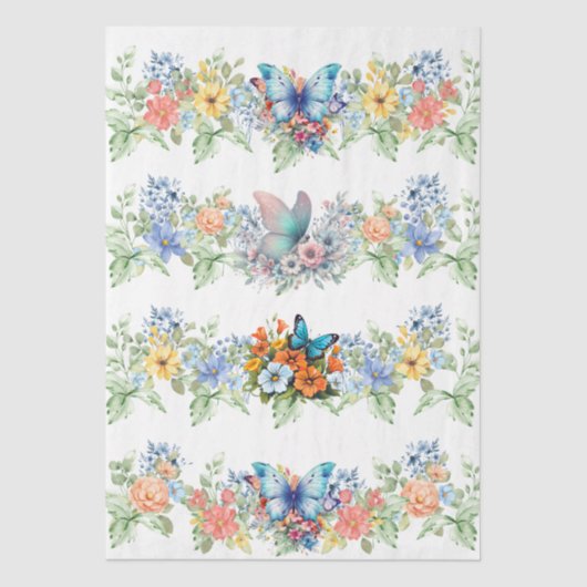 Pastel Florals & Butterflies Decoupage Paper Seidenpapier (Vorderseite)