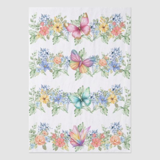 Pastel Florals & Butterflies Decoupage Paper Seidenpapier (Vorderseite)