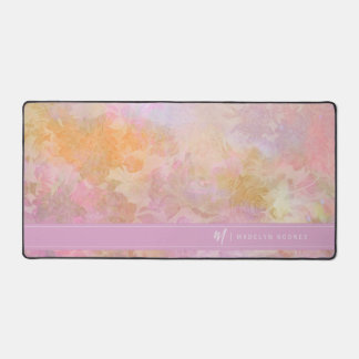 Pastel Florals Chic Script Monogram Schreibtischunterlage