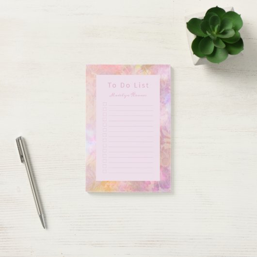 Pastel Florals Chic Script Personalized Post-it Klebezettel (Büro)