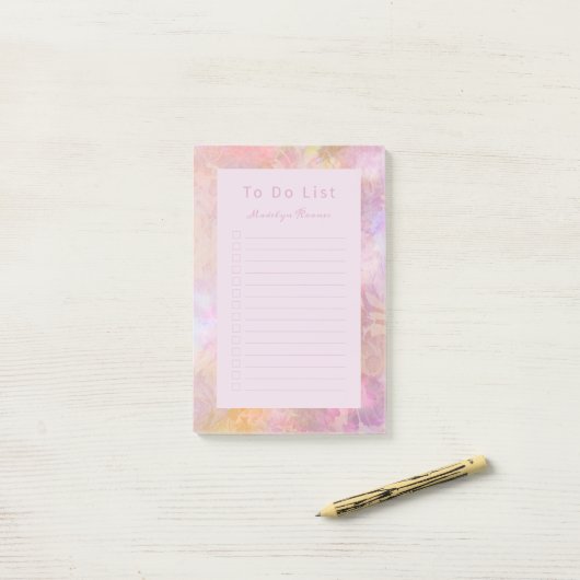 Pastel Florals Chic Script Personalized Post-it Klebezettel (Auf Schreibtisch)