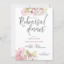 Pastel Florals Script Wedding Probe Dinner