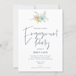 Pastel Florals Stylish Script Engagement Party Einladung