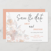 Pastel Florals Wedding Coral Save the Date (Vorne/Hinten)