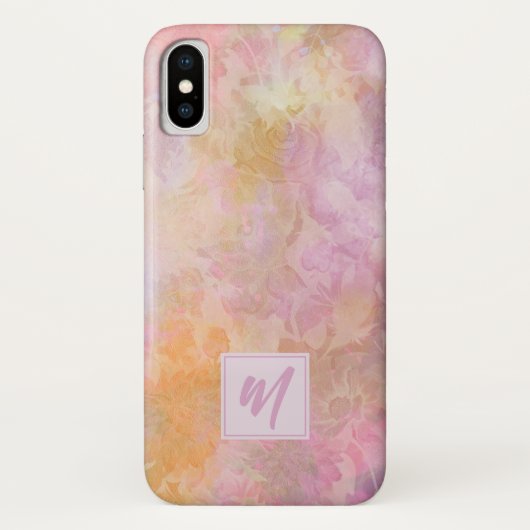 Pastel Florals With Chic Script Monogram Case-Mate iPhone Hülle (Rückseite)